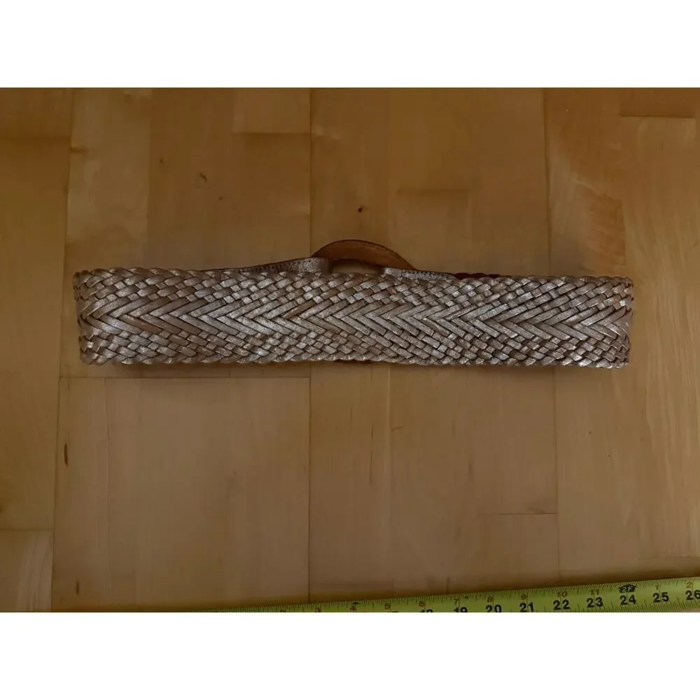 VTG Linea Pelle Leather Good Brown Y2K Braided Waist Belt M